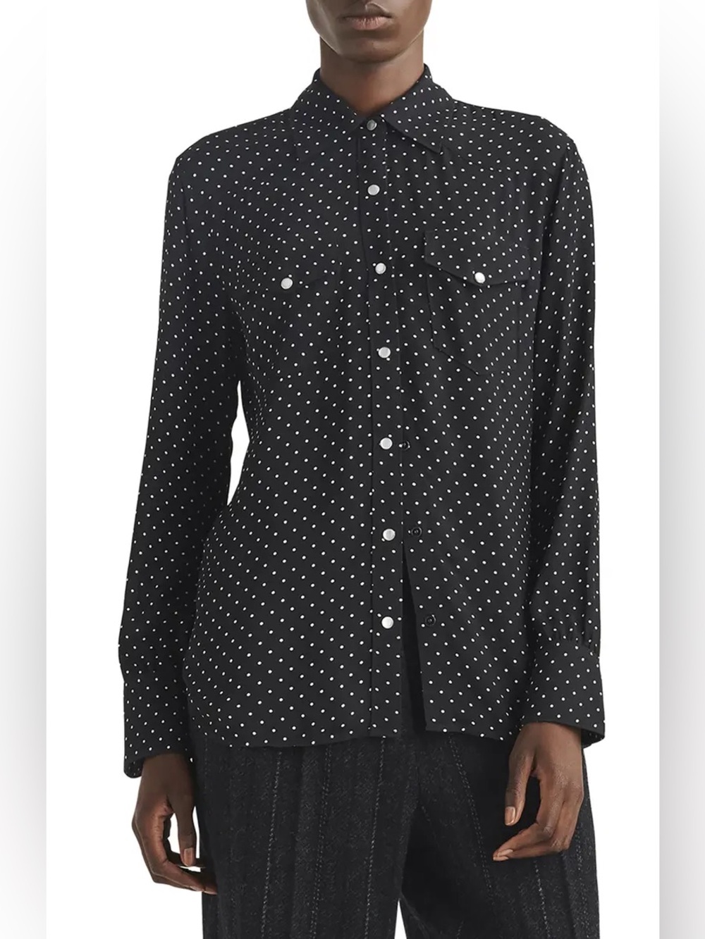 NWT RAG & Bone Farren Faren Shirt Polka Dot Black Sz  XXS